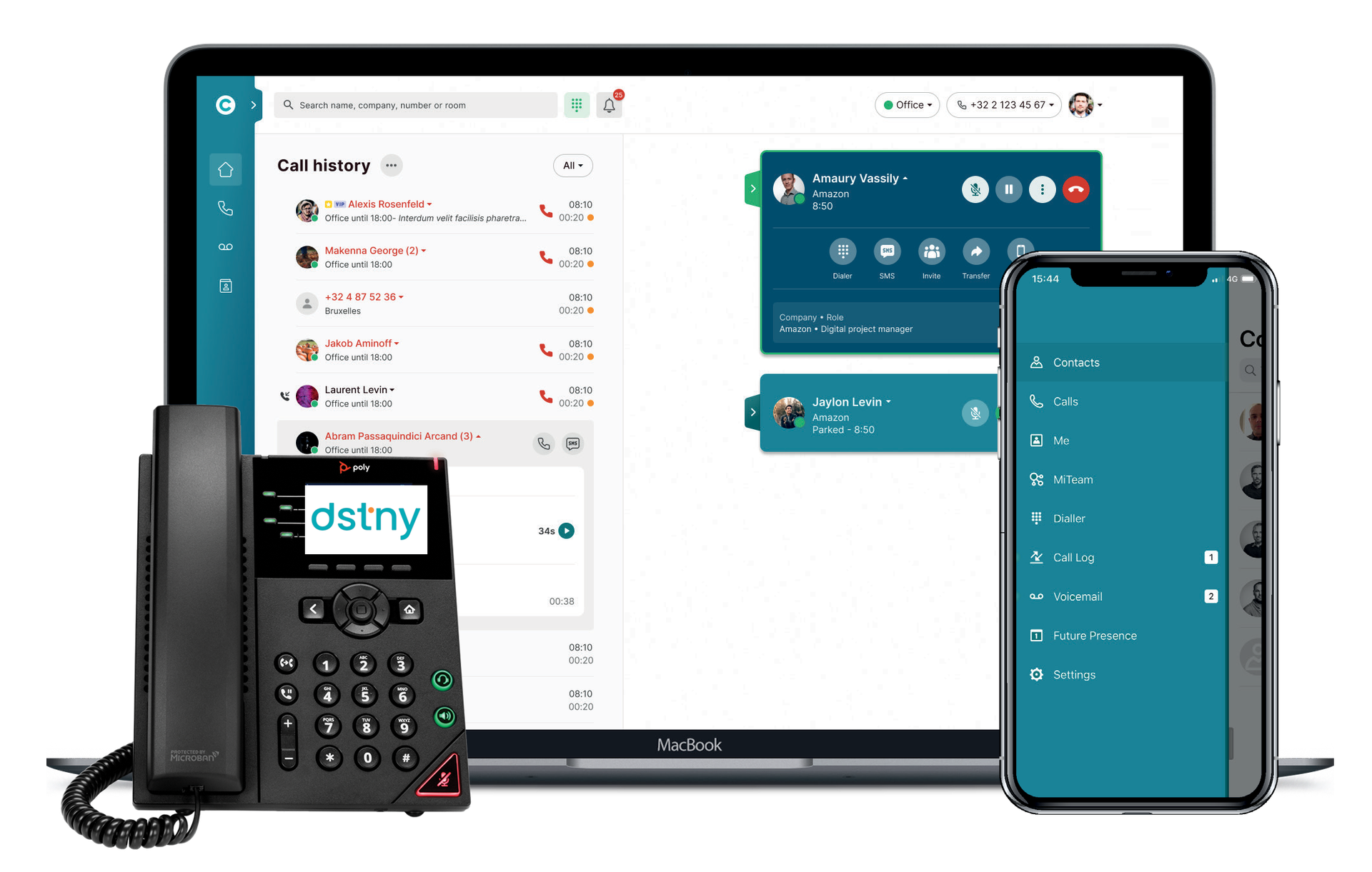 Dstny oplossingen: softphone app, vaste telefonie en mobiele telefonie